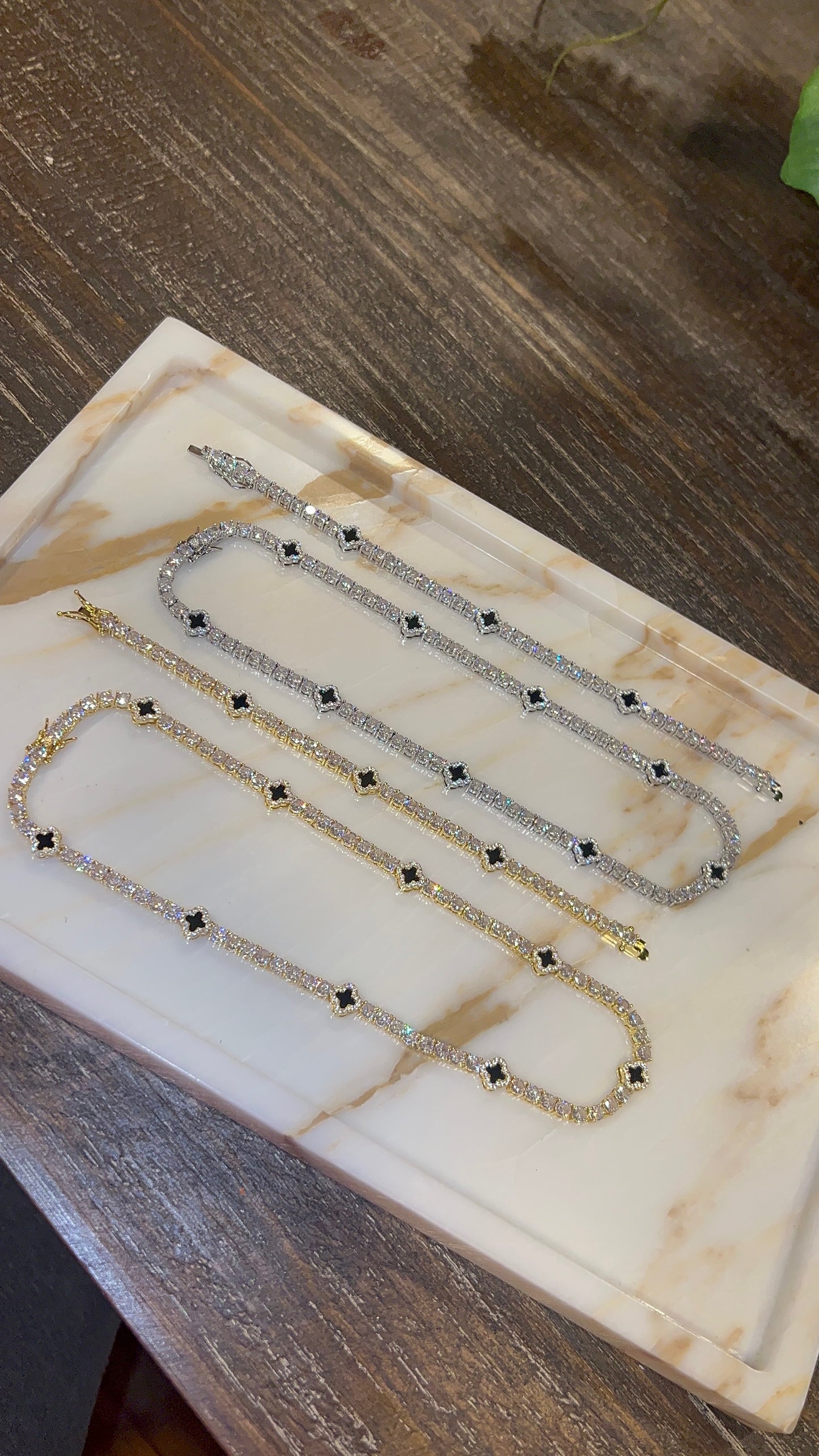 Icy Clover Tennis Necklace + Icy Clover Tennis Bracelet