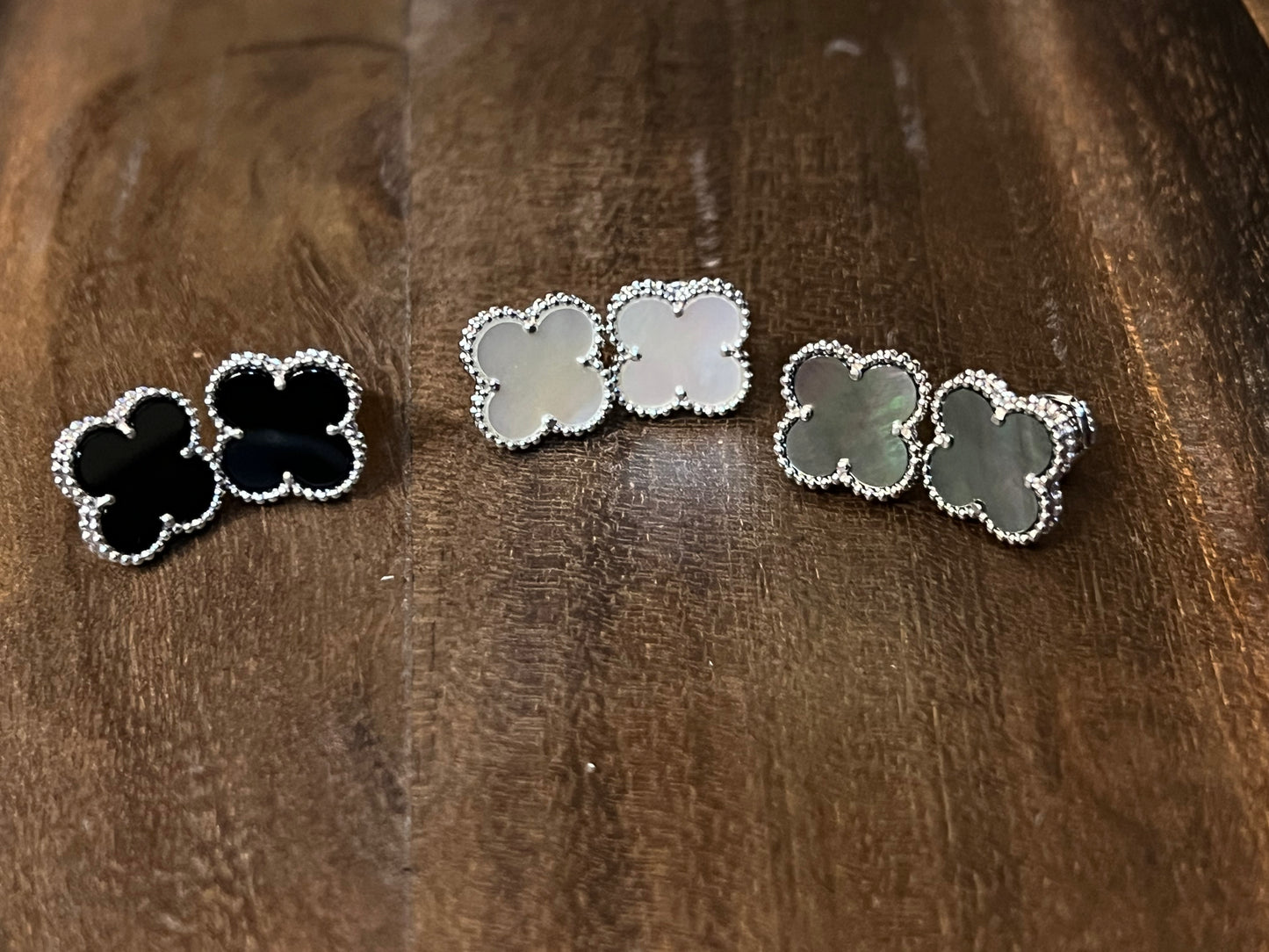 Scarlet Clover Earrings ~ Silver