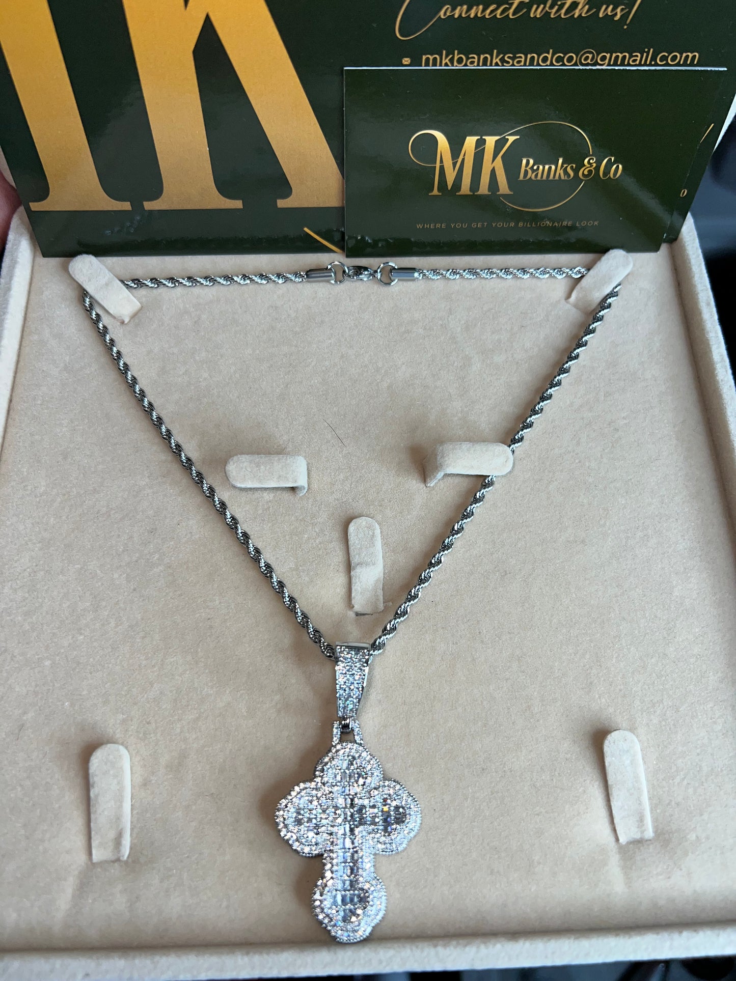 Baguette Cut Cross Necklace