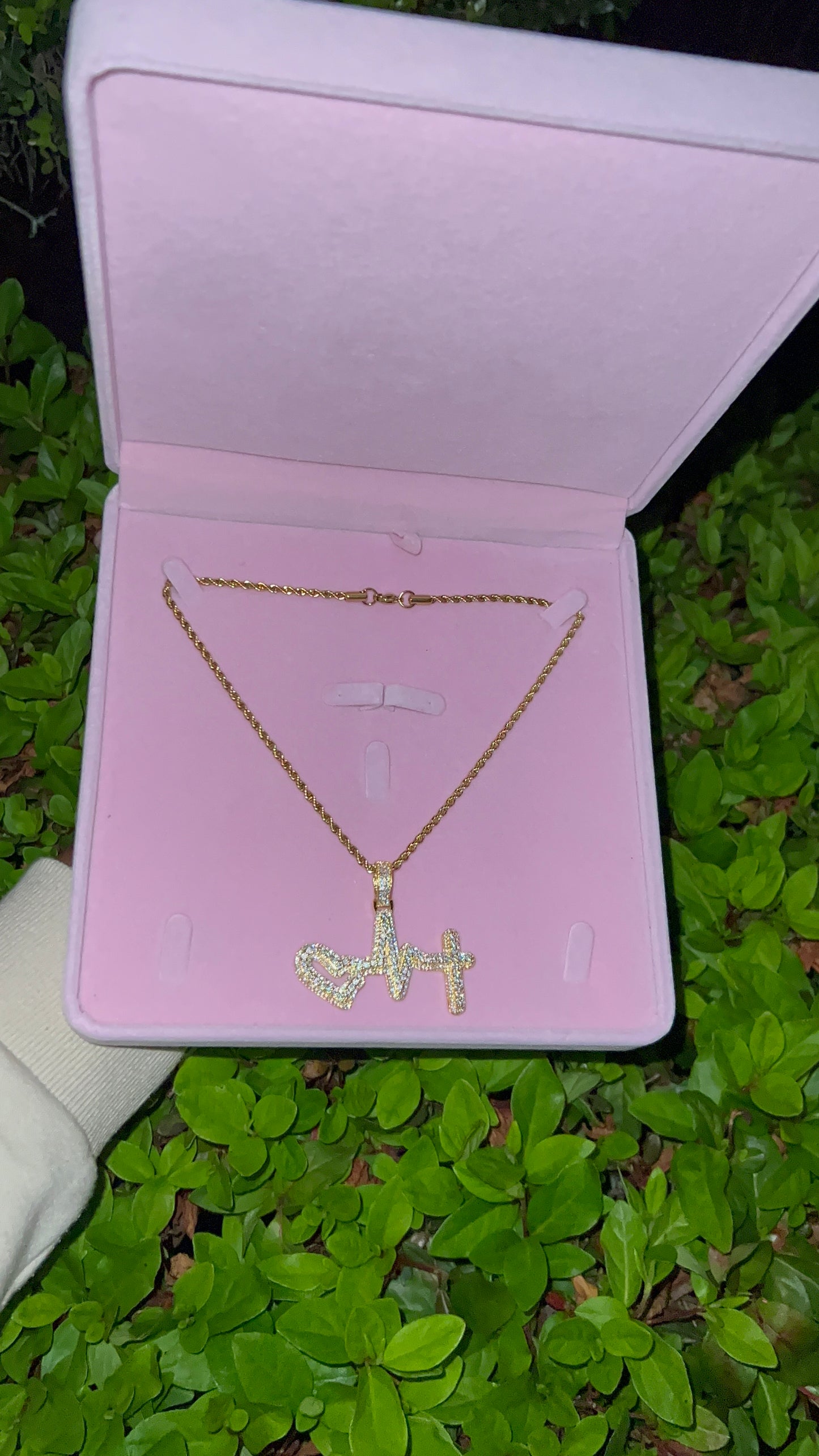 Diamond Heart Beat Cross Necklace