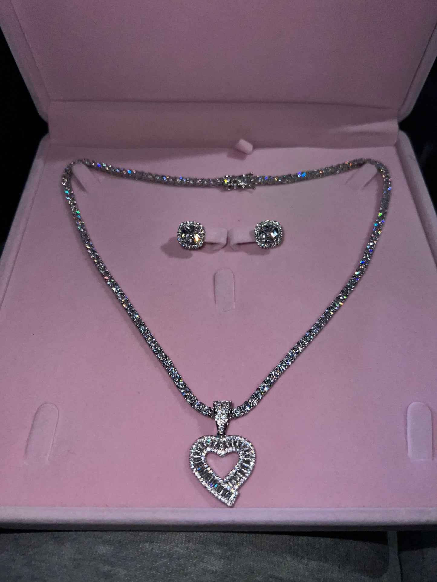 Dainty Heart Necklace + MK Earrings
