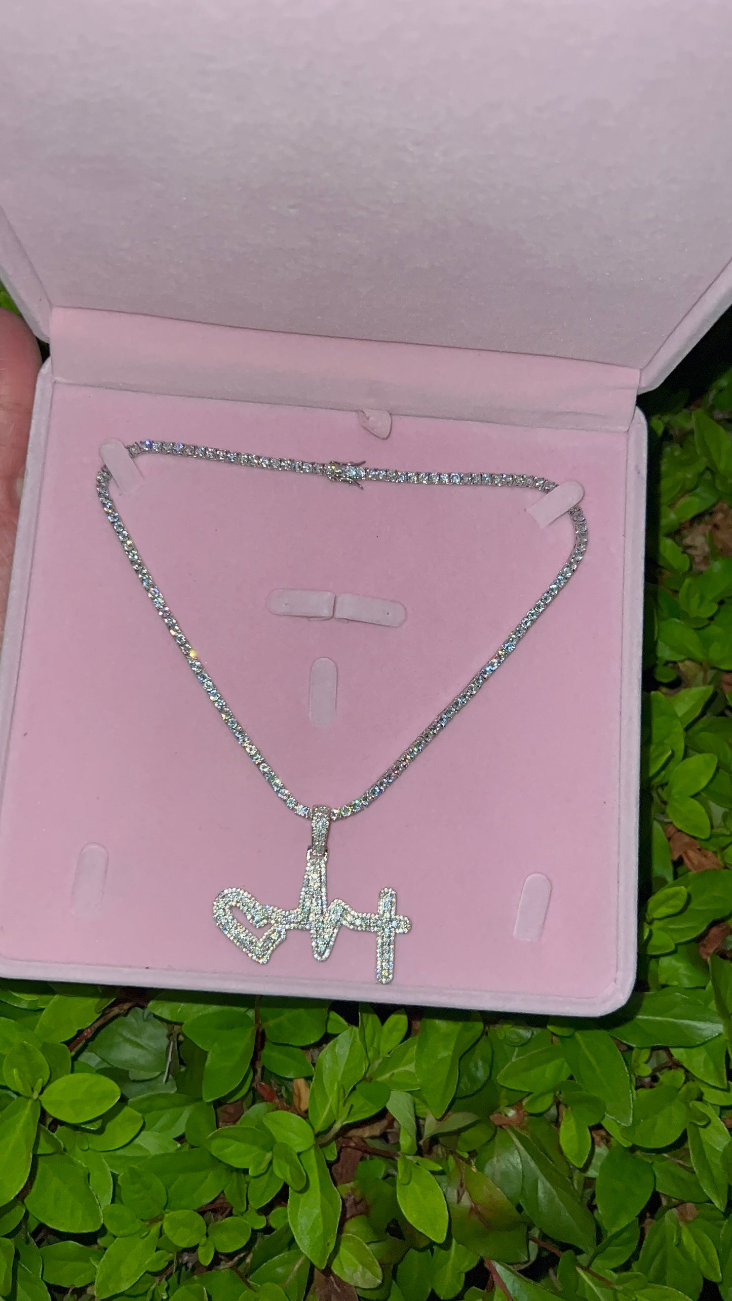 Diamond Heart Beat Cross Necklace