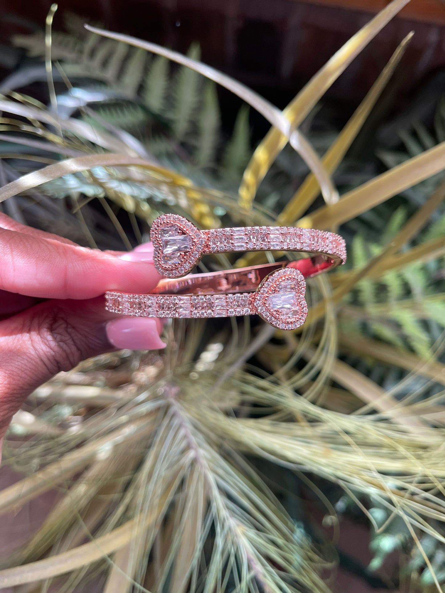 Icy Baguette Heart Bangle