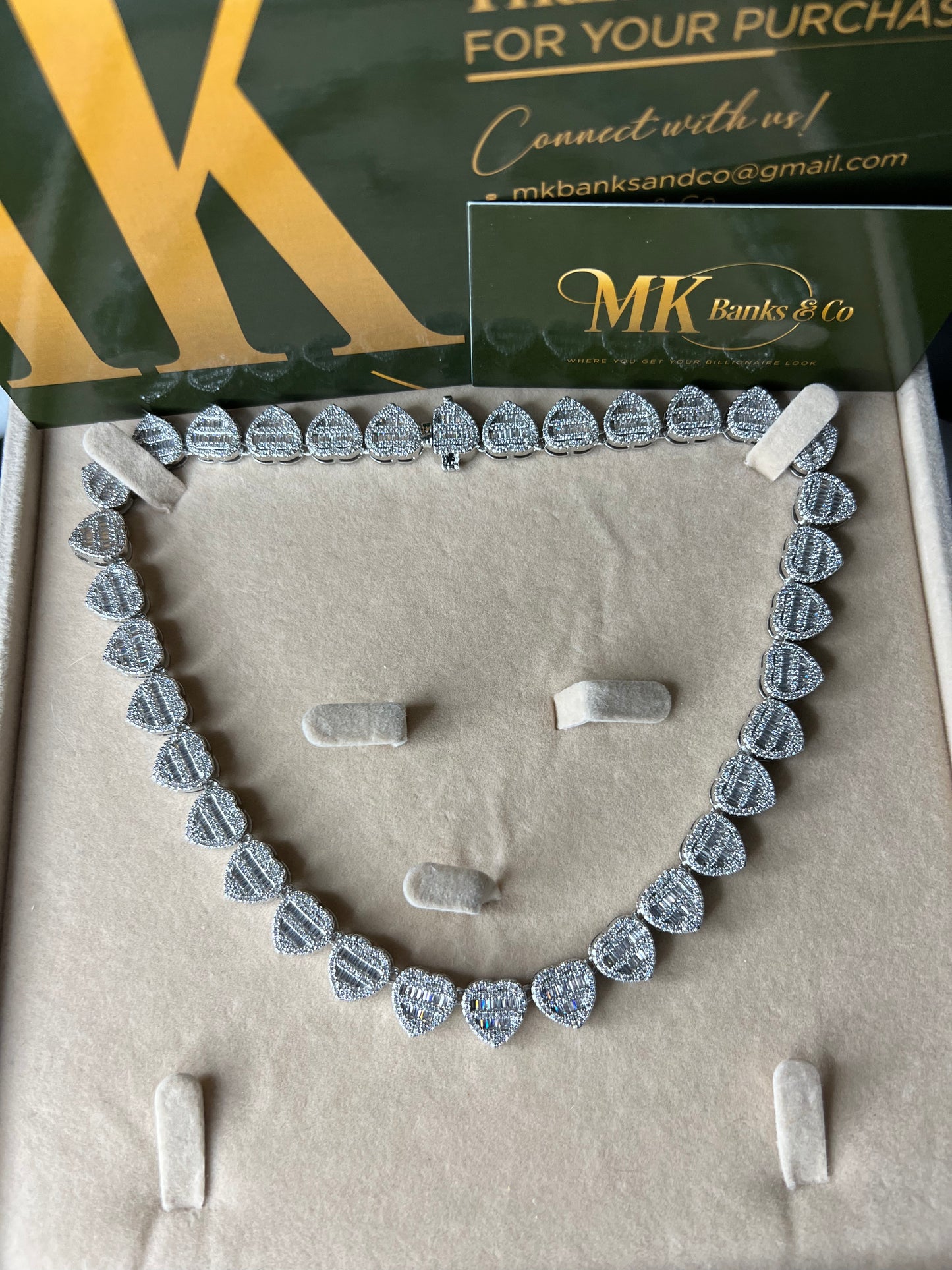 Icy Baguette Heart Necklace