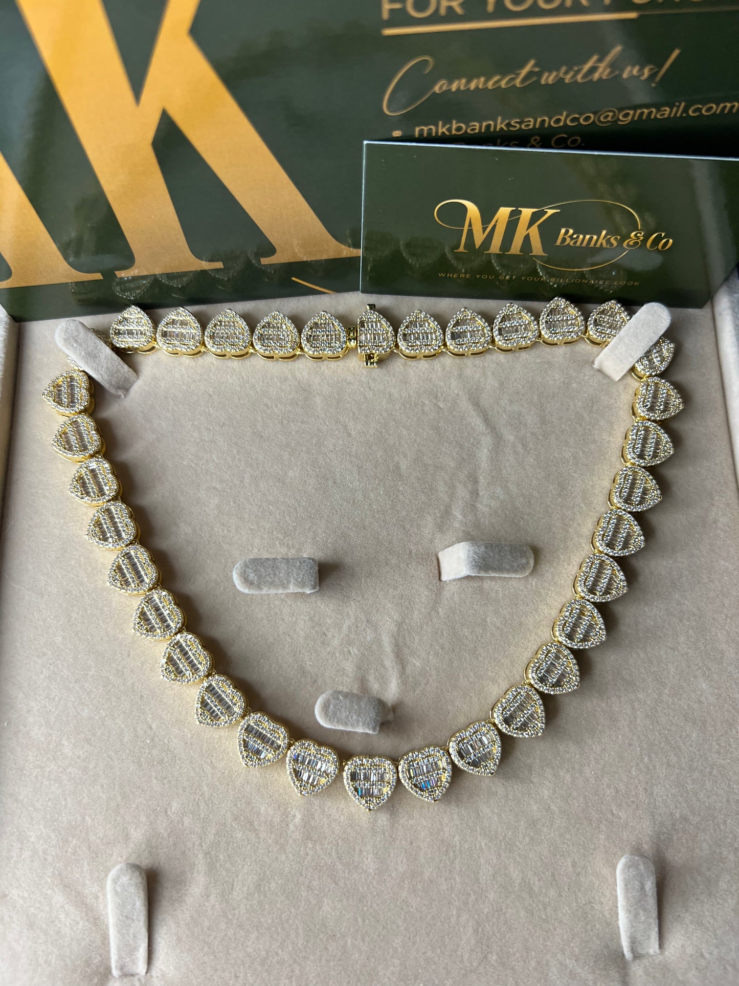 Icy Baguette Heart Necklace