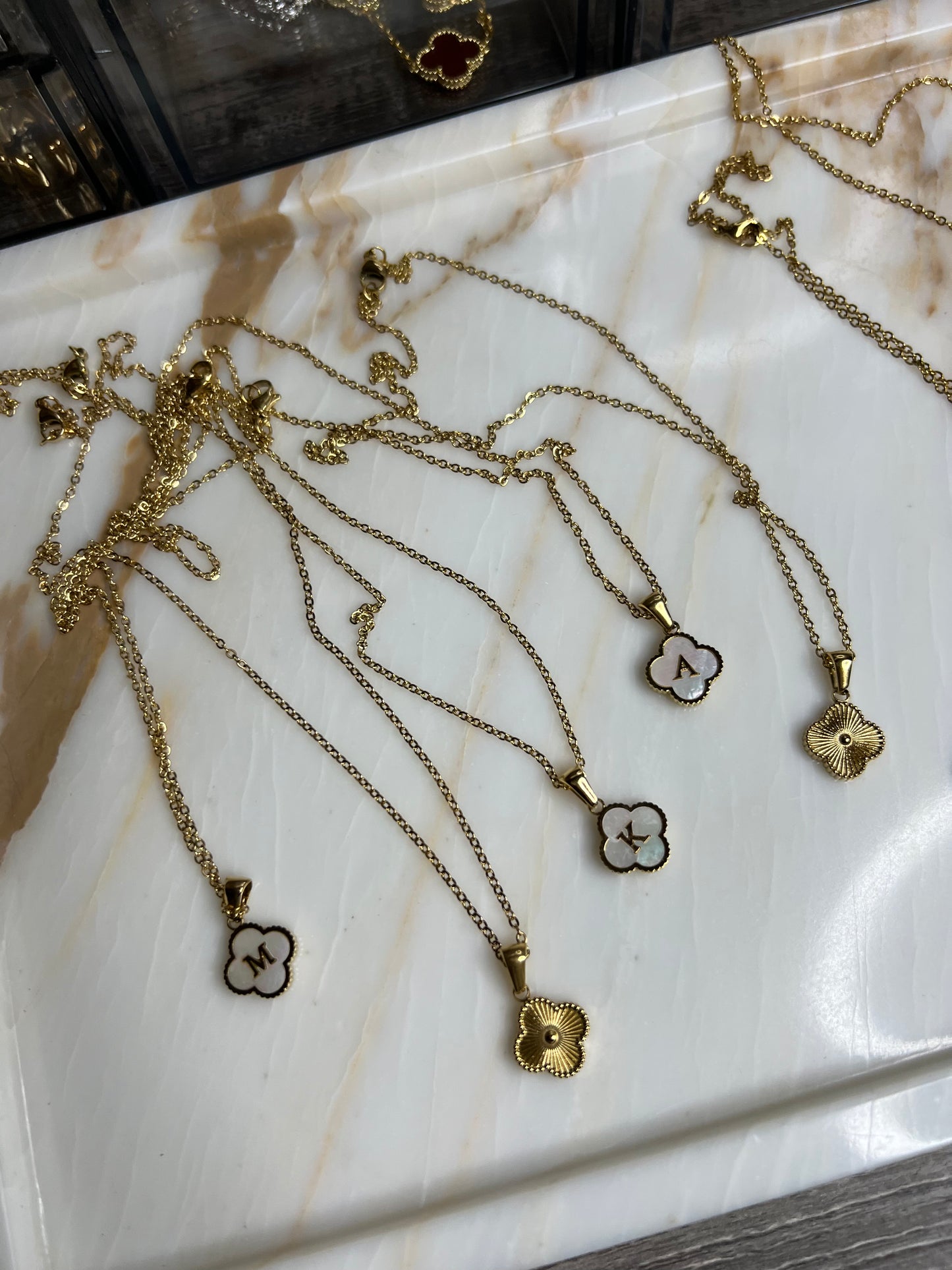 Golden Clover Initial Necklace