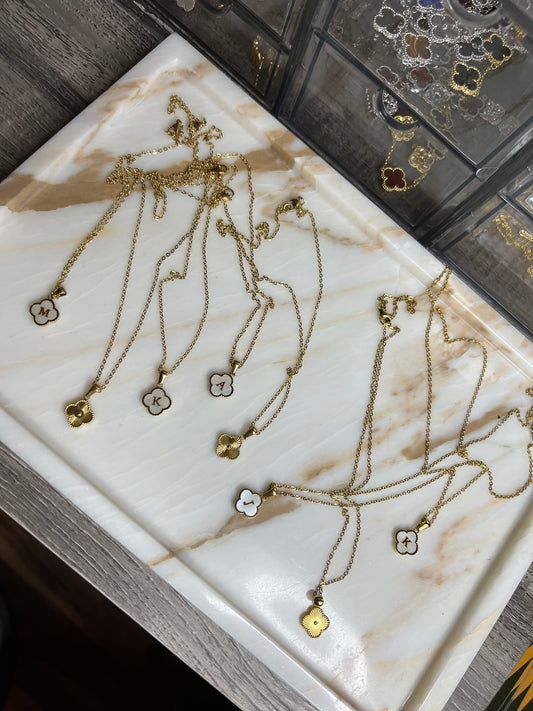 Golden Clover Initial Necklace