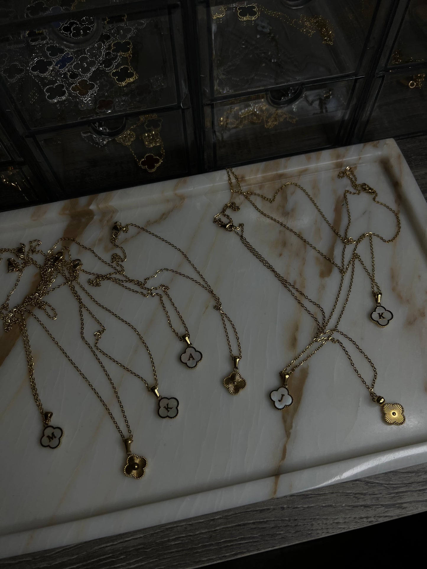 Golden Clover Initial Necklace