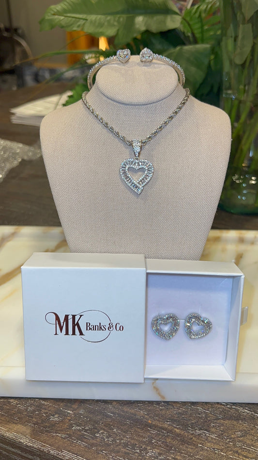 Dainty Heart Necklace + Dainty Heart Bracelet + So Icy Heart Earrings