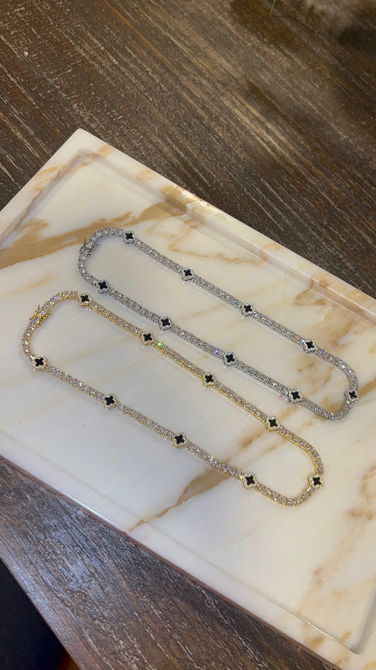 Icy Clover Tennis Necklace