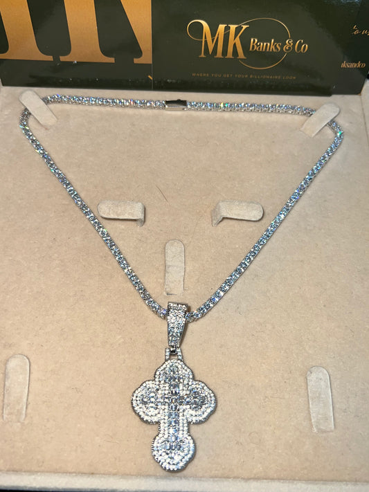 Baguette Cut Cross Necklace