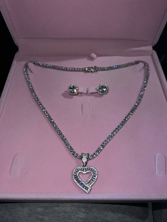 Dainty Heart Necklace + MK Earrings
