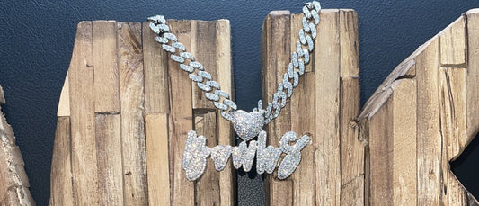 Icy Heart Nameplate Necklace