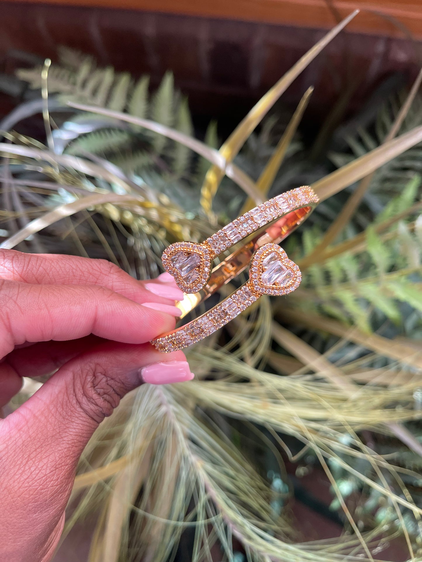Icy Baguette Heart Bangle