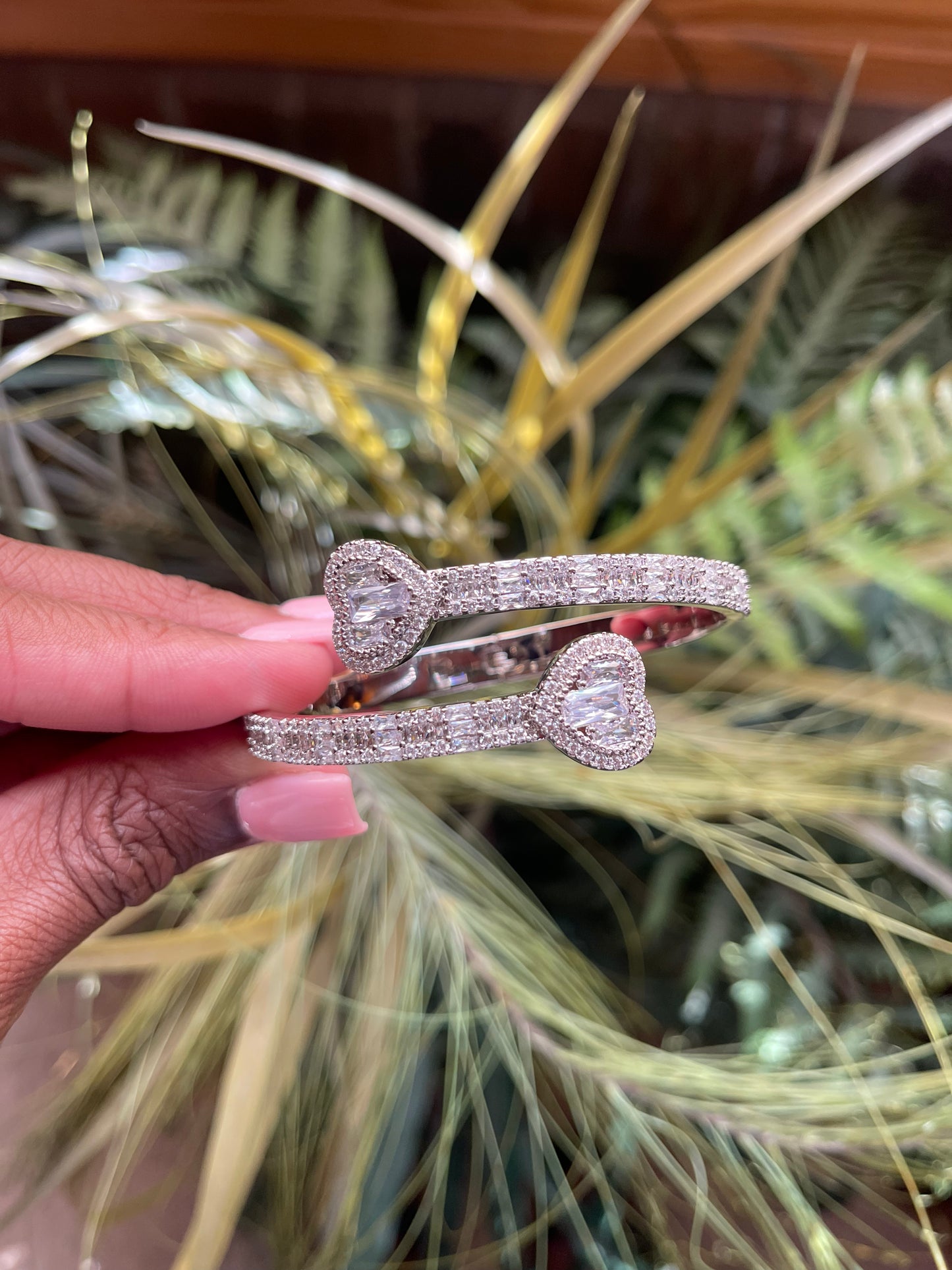 Icy Baguette Heart Bangle